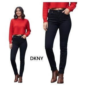 DKNY Soho Jeans Straight Leg Black Mid Rise Cotton Blend Women's Sz. 10